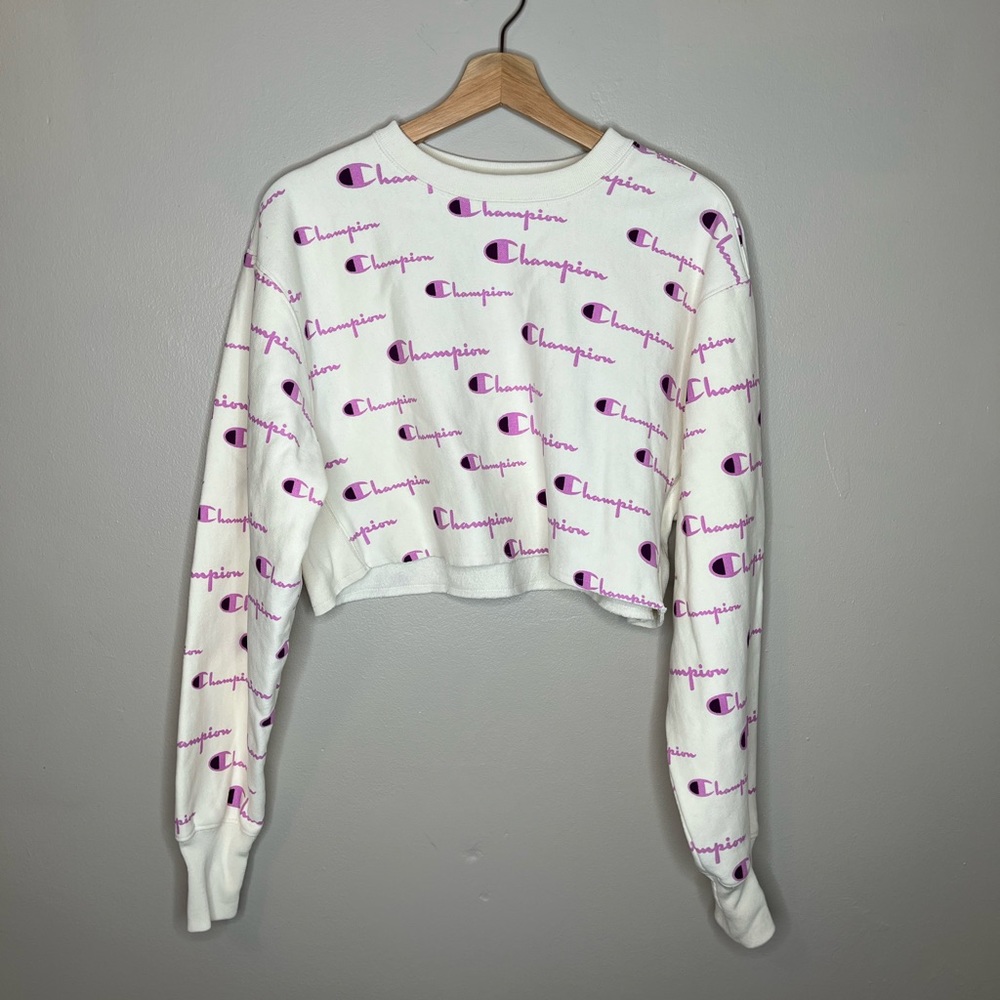 RARE Champion Reverse Weave Cropped Long Sleeve Sweater Size Small